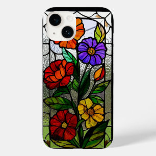 Stained Glass Panel Featuring Vibrant Flowers Case-Mate iPhone 14 Case