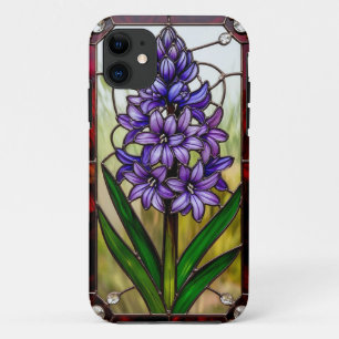 Stained Glass Panel with Vibrant Flower iPhone 11 Case