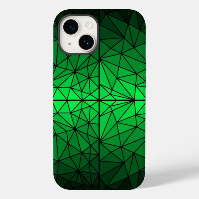 Stained glass pattern 01.Green.Black Line BG Case-Mate iPhone Case (Back)