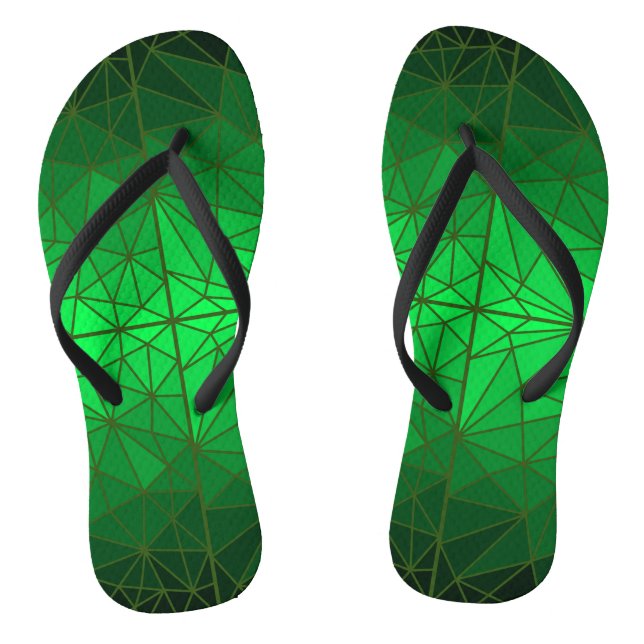 Stained glass pattern 01.Green.DGreen Line BG Thongs (Footbed)