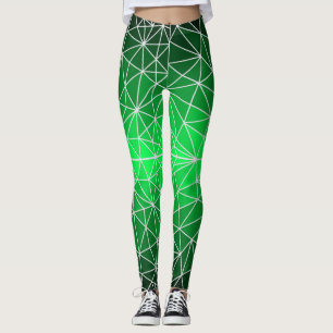 Stained glass pattern 01.Green.Offwhite Line BG Leggings