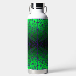 Stained glass pattern 02.Green.Dpurple Line BG Water Bottle