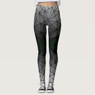 Stained glass pattern 03.Grey.Black Line BG Leggings