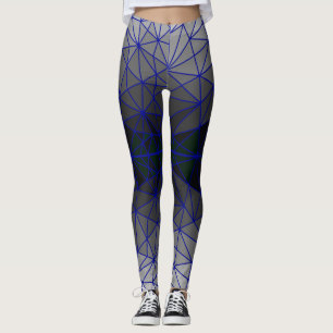 Stained glass pattern 03.Grey.Blue Line BG Leggings