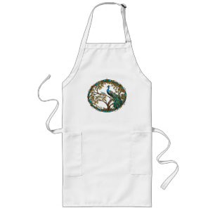 Stained Glass Peacock Autumn Tree Long Apron