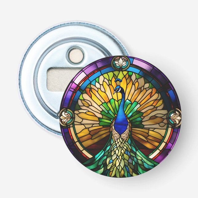 Stained Glass Peacock Bottle Opener (Front)