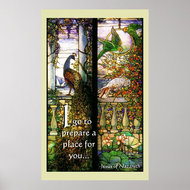 Stained Glass Peacock Heavenly Place for You Poster (Front)