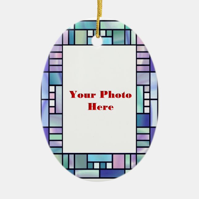 Stained Glass Photo Frame Ceramic Tree Decoration (Front)
