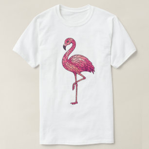 Stained Glass Pink Flamingo Faux Mosaic T-Shirt