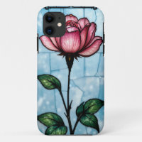 Stained glass pink rose