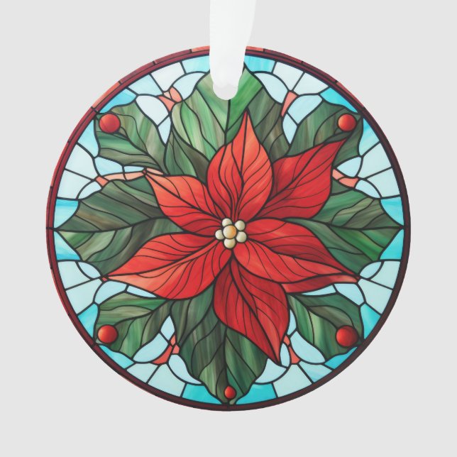 Stained Glass Poinsettia Ornament (Front)