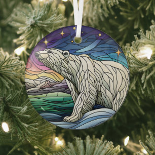 Stained Glass Polar Bear Tree Decoration