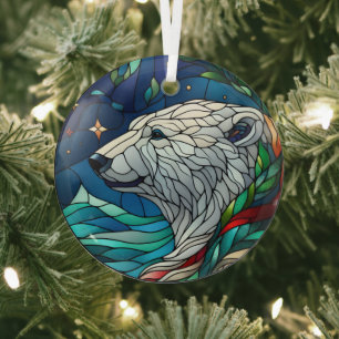 Stained Glass Polar Bear Tree Decoration