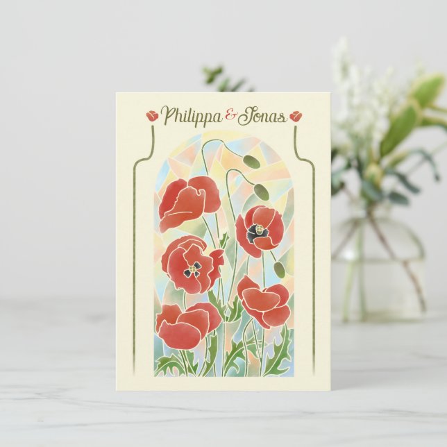 Stained Glass Poppies Invitation (Standing Front)
