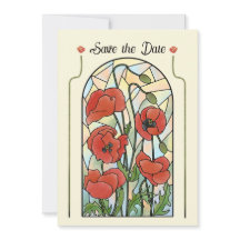 Stained Glass Poppies Save the Date
