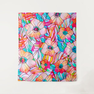 Stained Glass Poppies Tapestry