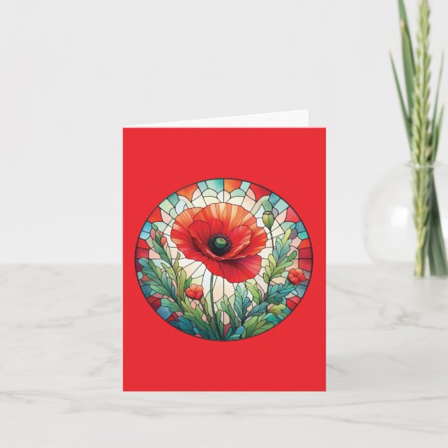 Stained Glass Poppy Card (Front)
