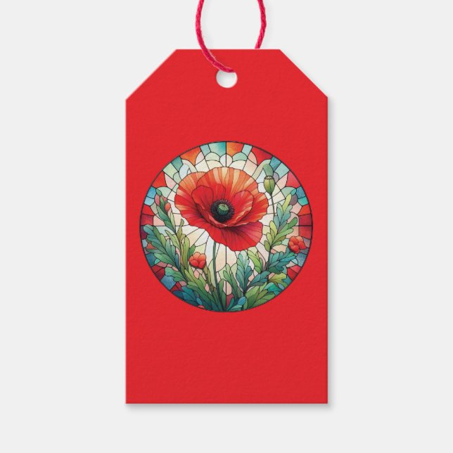 Stained Glass Poppy Gift Tags (Front)