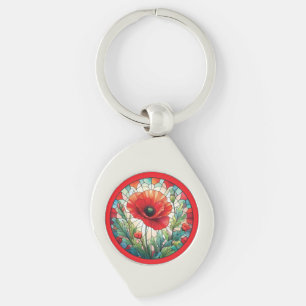 Stained Glass Poppy Key Ring