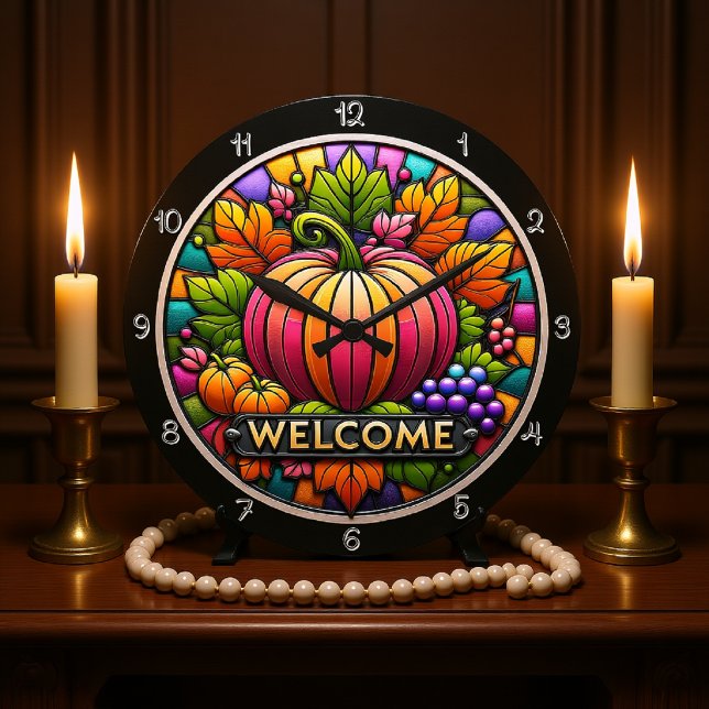 Stained Glass Pumpkin Large Clock (Creator Uploaded)