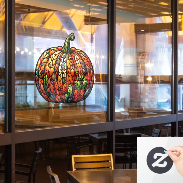Stained Glass Pumpkin Window Cling (Restaurant Window)