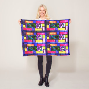 Stained Glass Purple Flower Fleece Blanket