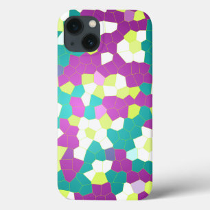 Stained glass Purple Lime Teal Mosaic Abstract iPhone 13 Case