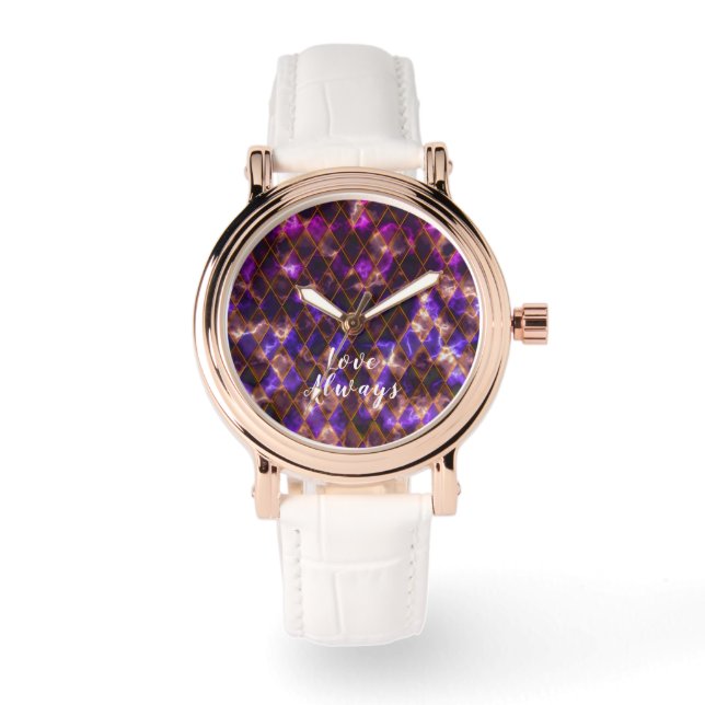 Stained Glass Purple Magenta Watch (Front)