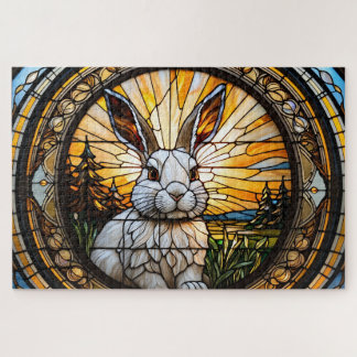 Stained-glass rabbit jigsaw puzzle