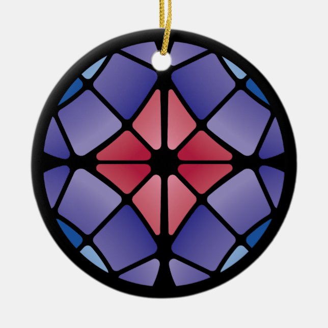Stained Glass (Radial - Midnight) Ceramic Ornament (Front)