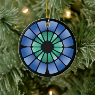 Stained Glass (Radial - Midnight) Ceramic Ornament