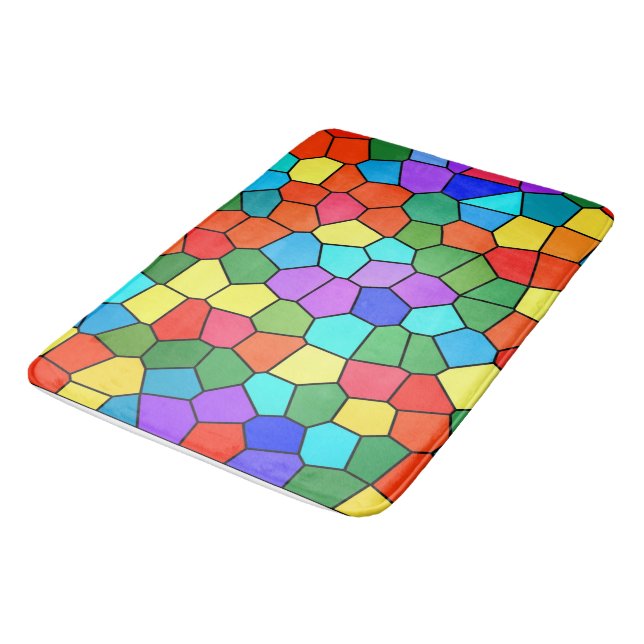 Stained Glass Rainbow Bath Mat (Angled)
