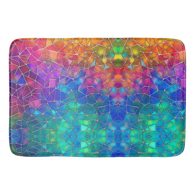 Stained Glass Rainbow Pattern Bath Mat (Front)