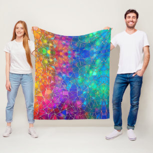 Stained Glass Rainbow Pattern Fleece Blanket
