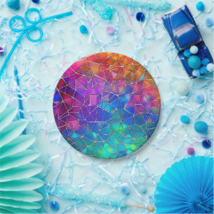Stained Glass Rainbow Pattern Paper Plate
