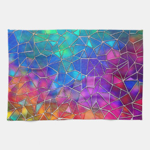 Stained Glass Rainbow Pattern Tea Towel