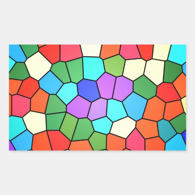 Stained Glass Rainbow Rectangular Sticker (Front)
