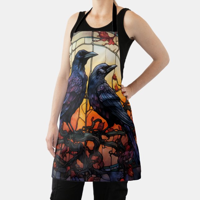 Stained Glass Ravens  Apron (Insitu)