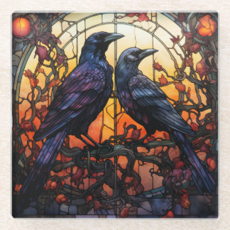Stained Glass Ravens Coaster