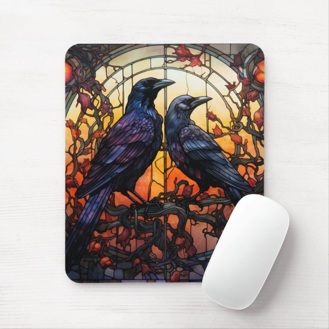 Stained Glass Ravens  Mouse Pad (With Mouse)