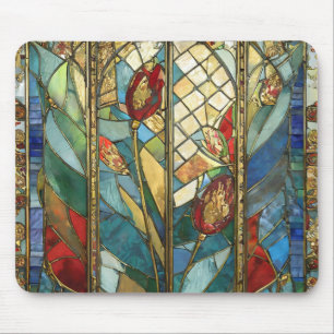 Stained Glass Red Chief Poppies at Sunrise Mouse Pad