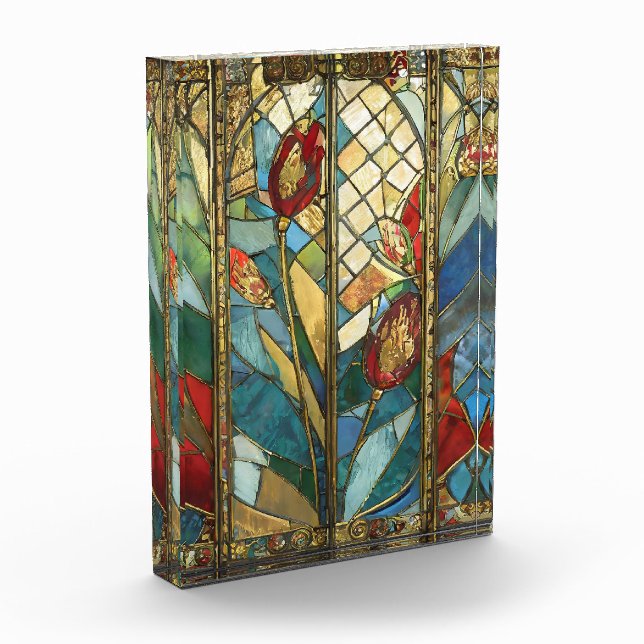 Stained Glass Red Chief Poppies at Sunrise Photo Block (Left)