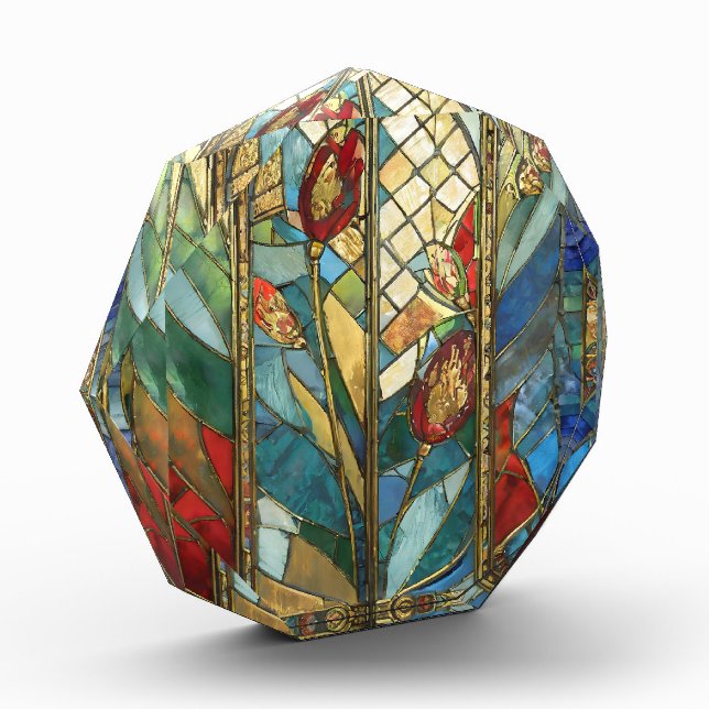 Stained Glass Red Chief Poppies at Sunrise Photo Block (Left)