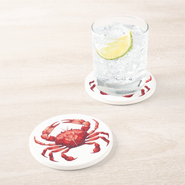 Stained Glass Red Crab Coaster (Side)