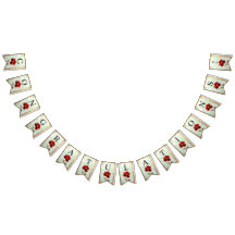 Stained Glass Red Flower Bunting Flag