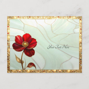 Stained Glass Red Flower Postcard