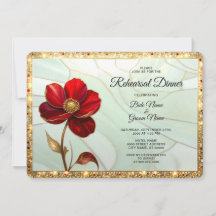 Stained Glass Red Flower Rehearsal Dinner