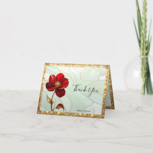 Stained Glass Red Flower Thank You Card