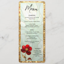 Stained Glass Red Flower with Gold Accents Menu