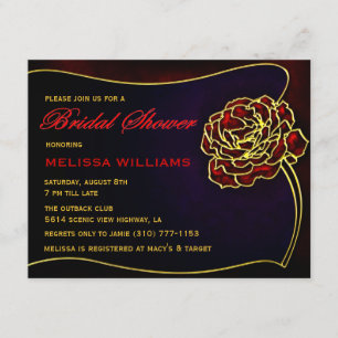 Stained-Glass Red Gold Rose Bridal Shower Invitation